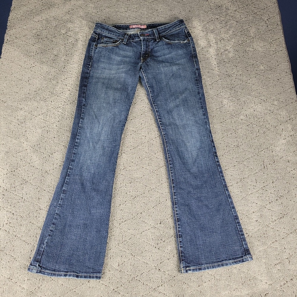 Levis 524 Jeans Womens 9M Blue Too Superlow Bootcut Dark Wash Stretch Denim